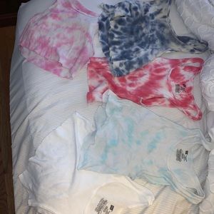 Crop tie dye homemade shirts in a pack